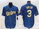 Men's Los Angeles Dodgers #3 Chris Taylor Navy Blue Gold Pinstripe Stitched MLB Cool Base Nike Jersey,baseball caps,new era cap wholesale,wholesale hats